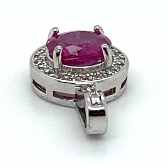Jegdalek Ruby 1.15ct White Gold Finish Solid 925 Sterling Silver Pendant - Picture 9 of 9